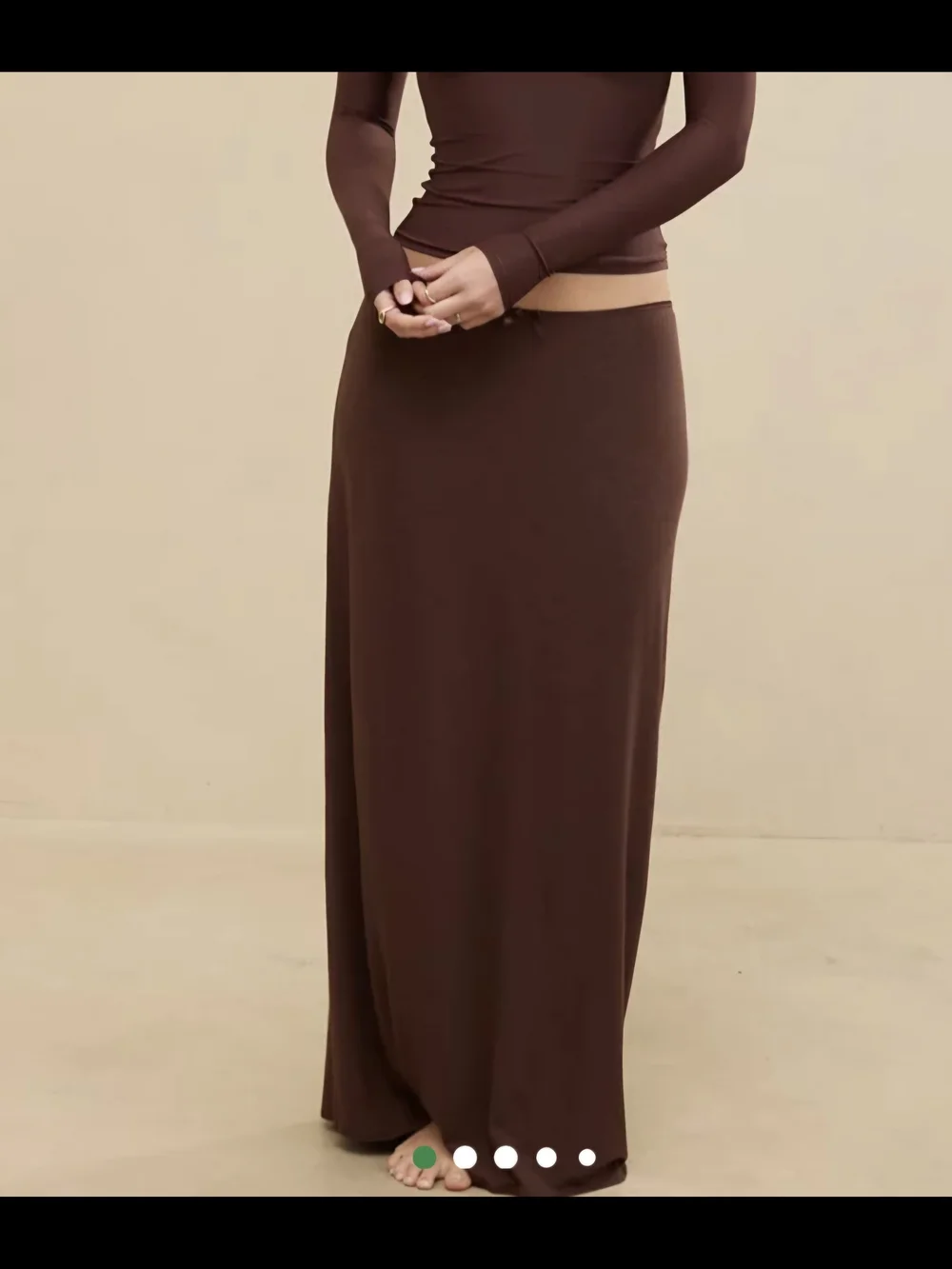 aerie Chocolate Brown Maxi Skirt — Streamlined Silhouette